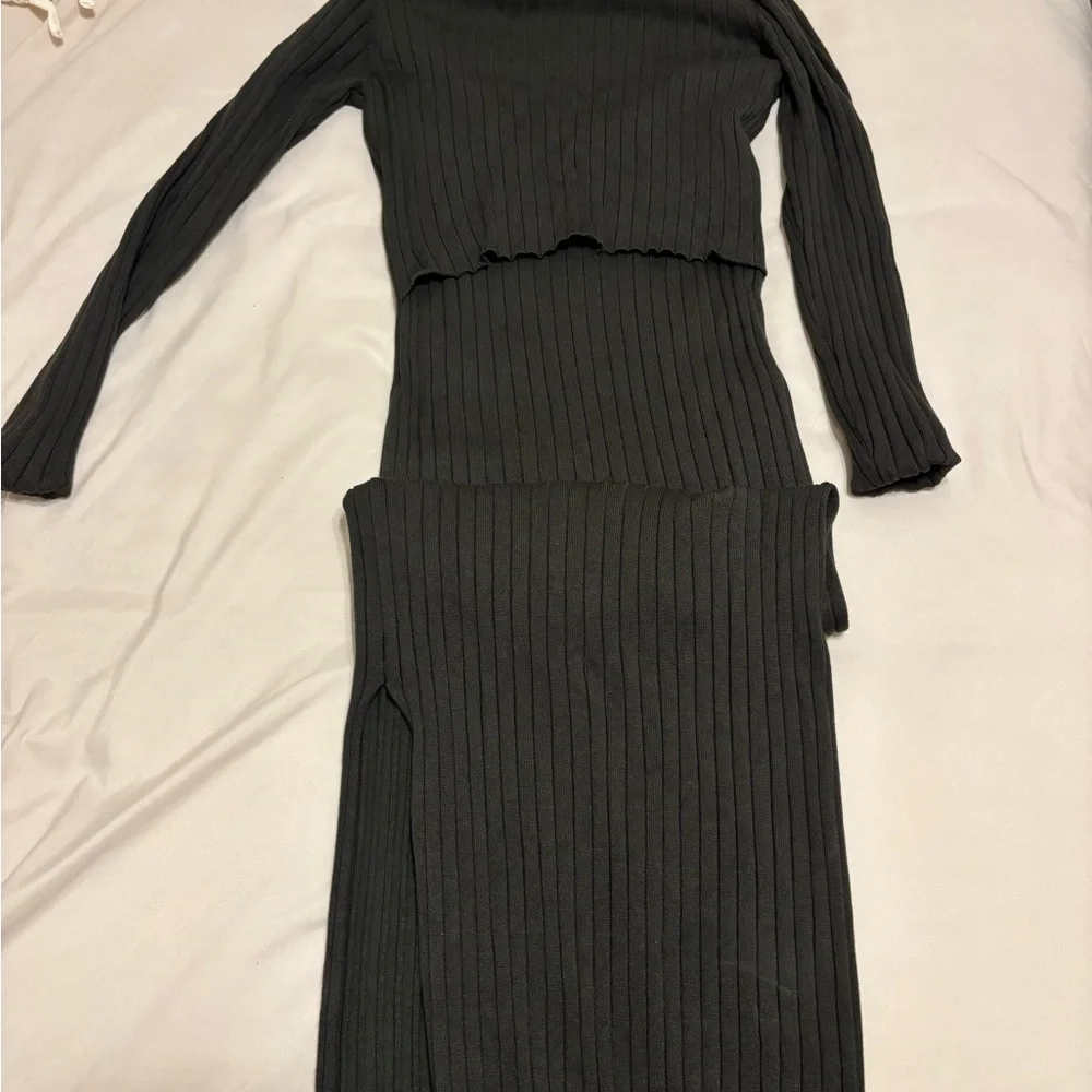 Black Ribbed Knit Two-Piece Set - Picture 1 of 1